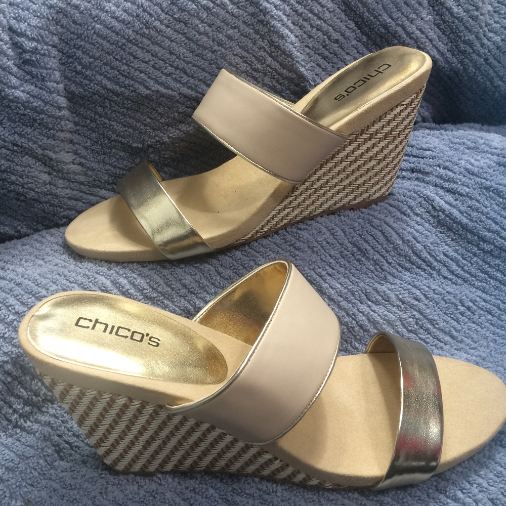 NEW Chico's Wedge double strap sandal